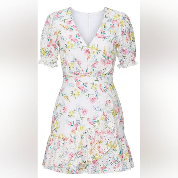 Yumi Kim Dresses & Skirts - Yumi Kim Be the One watercolor floral eyelet flirty dress puff sleeve Easter